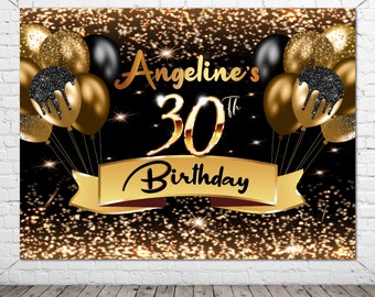 Black Gold Balloon Birthday Backdrop
