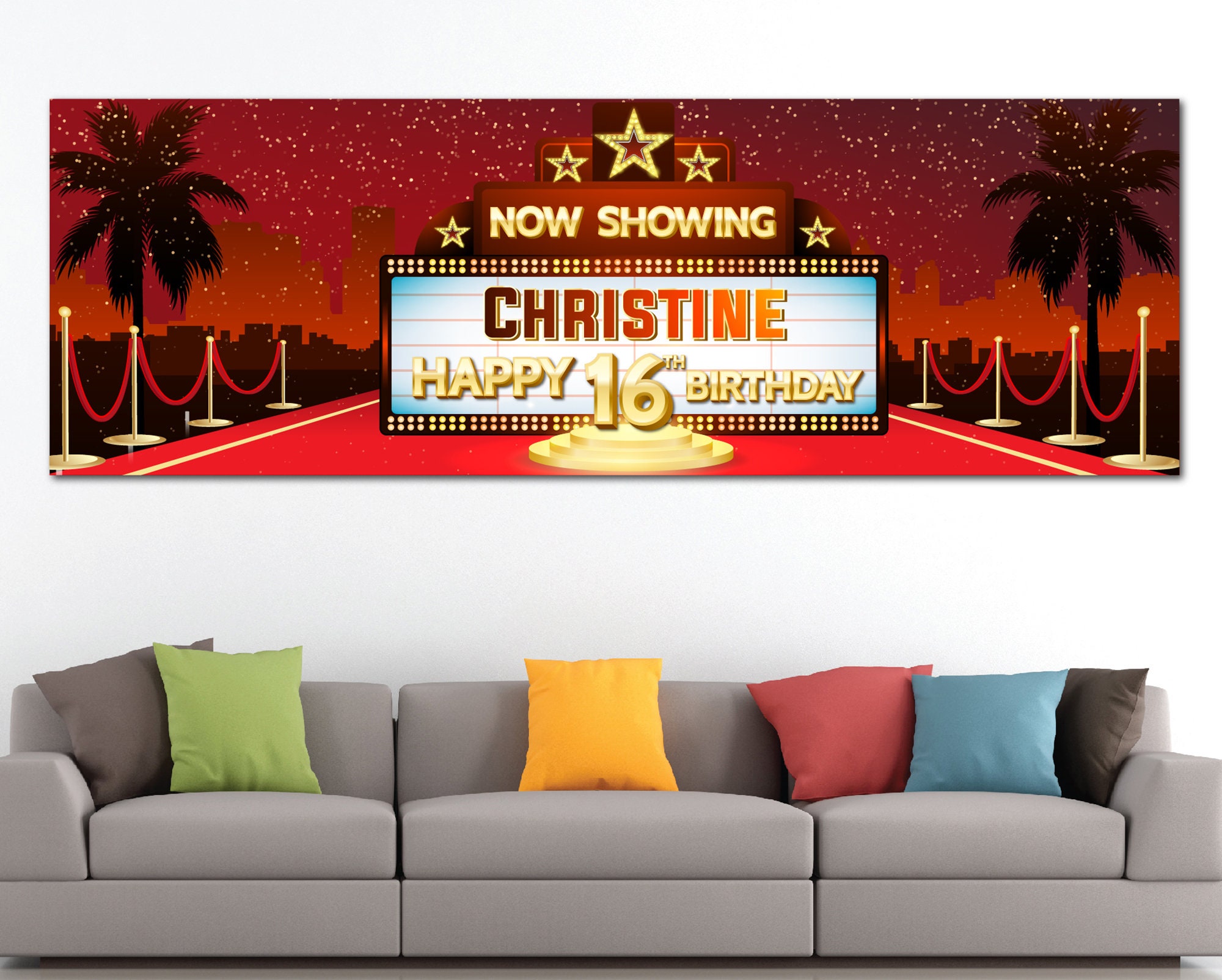 Hollywood Birthday Banner Printed and Shipped Etsy