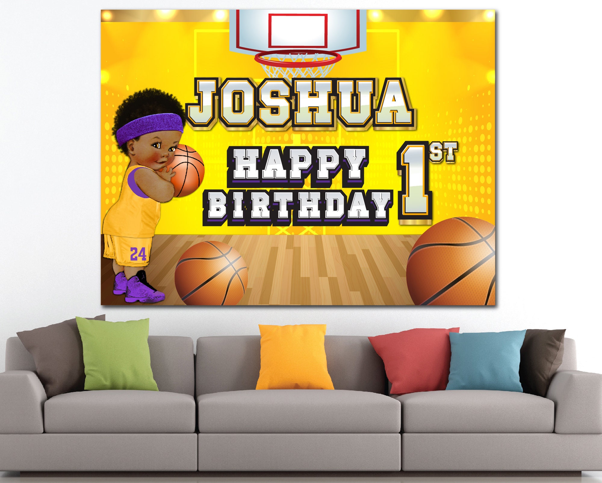 Basketball Baby Birthday Backdrop Etsy UK