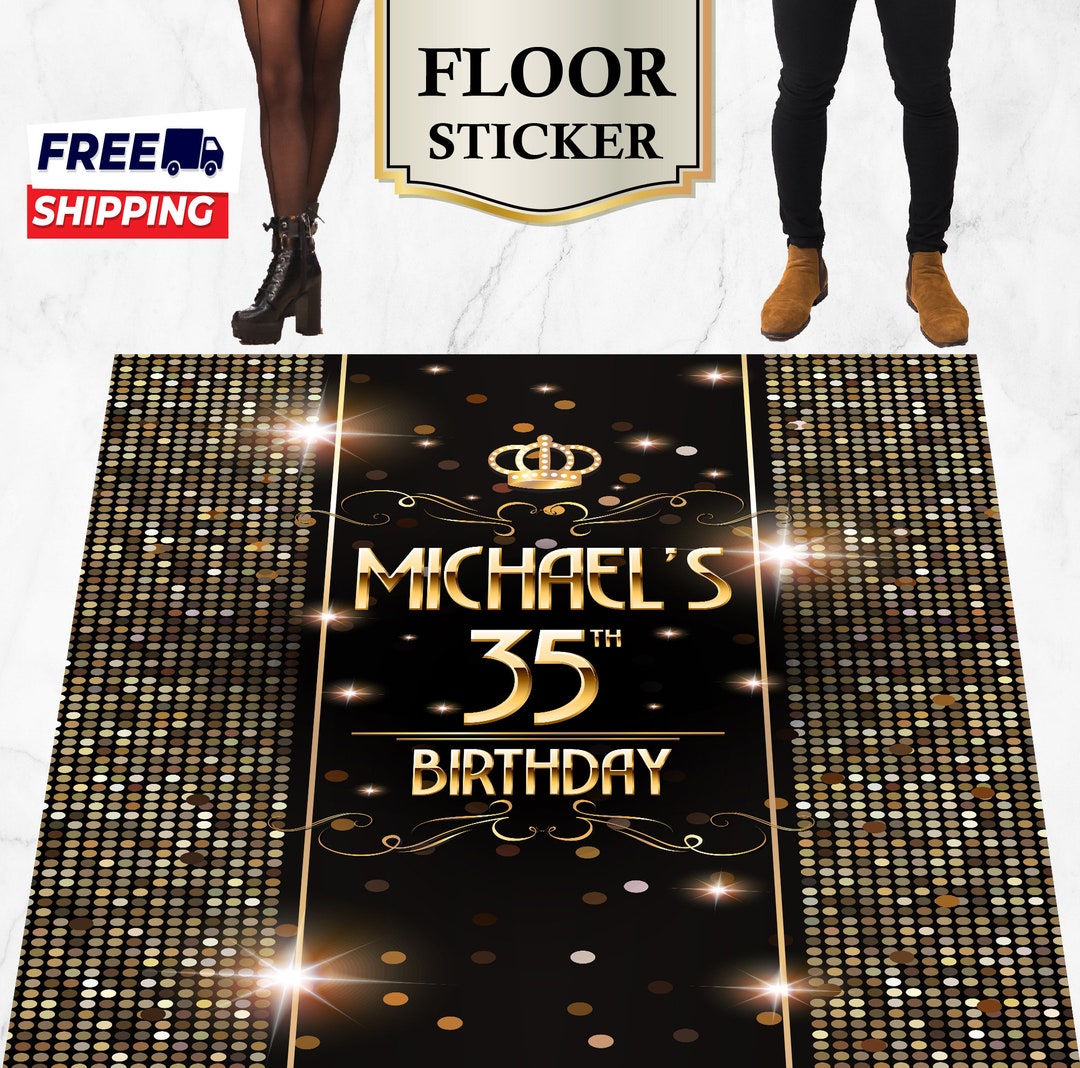 Black Gold Birthday Floor Decal Sticker Etsy