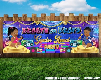 Beauty or Beats Gender Reveal Banner