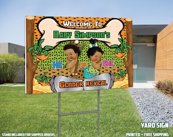 Yabado Gender Reveal Yard Sign, Printed and Shipped