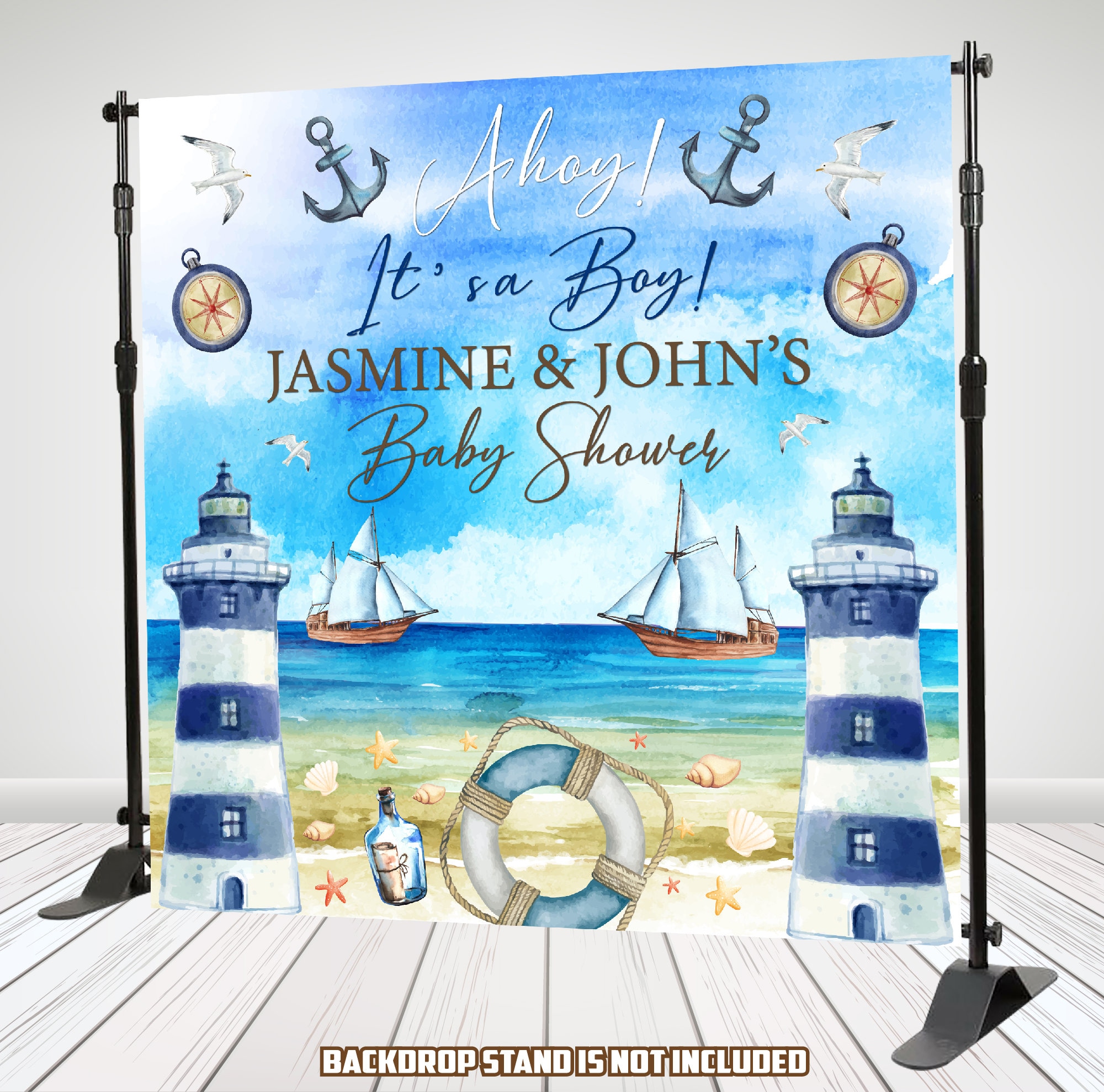 Nautical Baby Shower Backdrop 