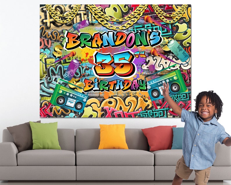 Hip Hop Birthday Backdrop Graffiti Backdrop Printed and Etsy