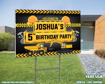 Construction Birthday Yard Sign, Printed and Shipped