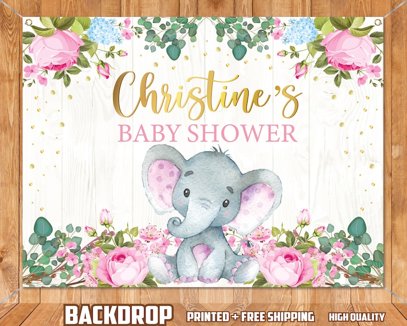 Elephant Pink Baby Shower Printed and Shipped