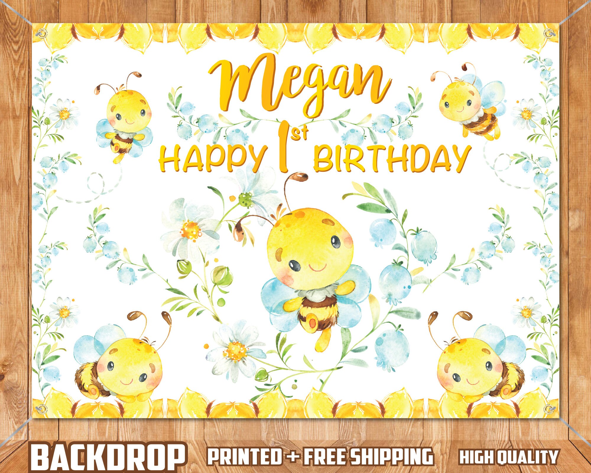 Bee Birthday Backdrop High Quality Printed and Shipped Etsy
