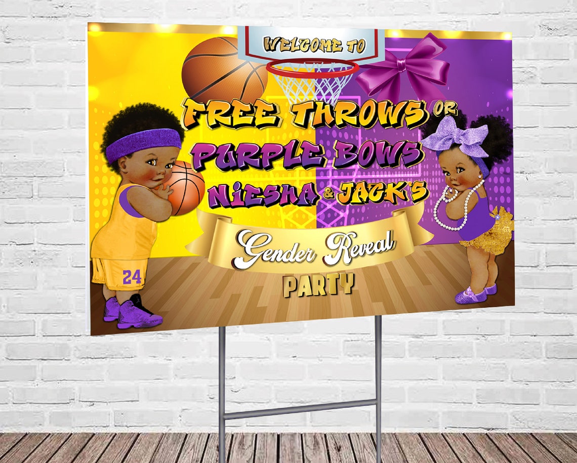 Basketball Gender Reveal Yard Sign Basketball Baby Shower Etsy