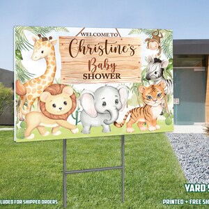 Baby Safari Jungle Yard Sign, Baby Shower Sign, Printed and Shipped