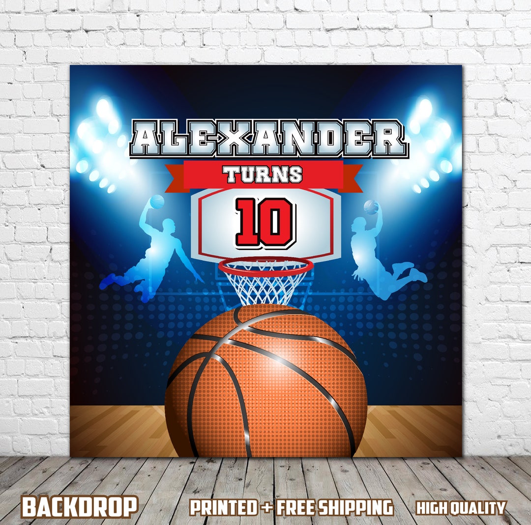 Circle Broken Wall Basketball Happy Birthday Backdrop