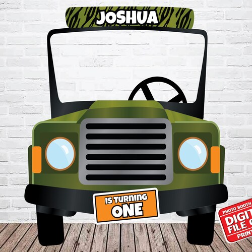 Safari Car Photo Booth Frame Digital File Etsy