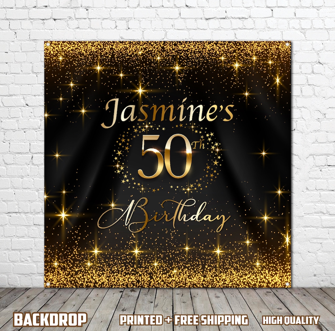 Black Gold Glitter Birthday Backdrop - Etsy