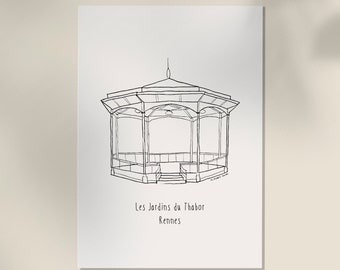 Pôster Rennes Les Jardins du Thabor Formato A4