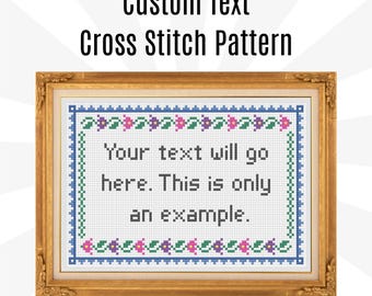 Custom Text Cross Stitch Pattern: Personalized DIY Design (PDF Pattern ...