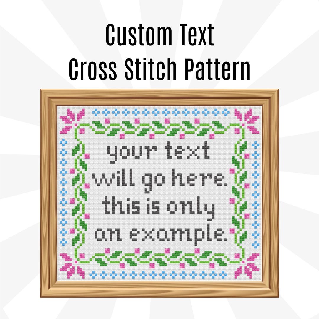 Custom Text Cross Stitch Pattern: Personalized DIY Design (PDF Pattern ...