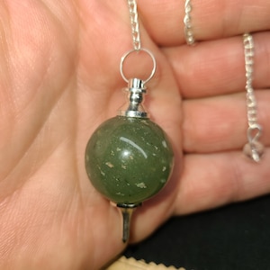 Green Aventurine aka Adventurine Quartz Sephoroton, Ball, Sphere, Crystal Pendulum, Healing Dowsing,  w/ Protective Organza Storage Bag