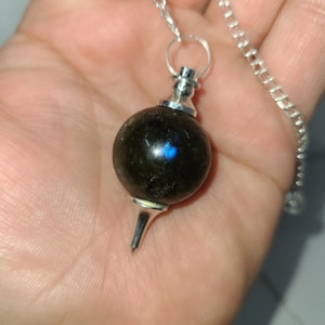 Labradorite Sephoroton Pendulum, Ball Pendulum, Sphere Pendulum, Healing Dowsing, Crystal Pendulum w/ Protective Organza Storage Bag
