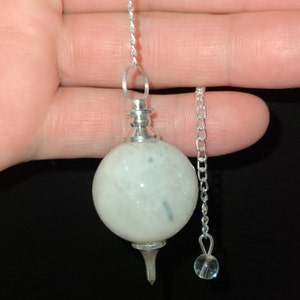 Rainbow Moonstone Sephoroton Pendulum, Ball Pendulum, Sphere Pendulum, Healing Dowsing, Crystal Pendulum w/ Protective Organza Storage Bag