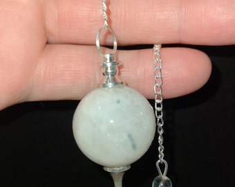 Rainbow Moonstone Sephoroton Pendulum, Ball Pendulum, Sphere Pendulum, Healing Dowsing, Crystal Pendulum w/ Protective Organza Storage Bag