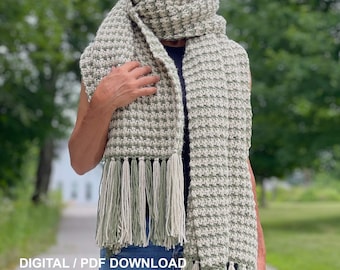 Oversized Crochet Scarf Pattern, Blanket Scarf Crochet Pattern, Chunky Crochet Scarf, Giant Crochet Scarf, PDF Download