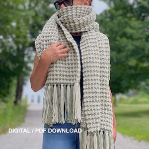 Oversized Crochet Scarf Pattern, Blanket Scarf Crochet Pattern, Chunky Crochet Scarf, Giant Crochet Scarf, PDF Download