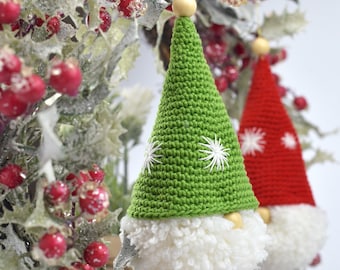 Crochet Christmas Ornament Pattern, PDF Download, Crochet Santa Ornament, Crochet Gnome Ornament, Christmas Tree Ornament Crochet