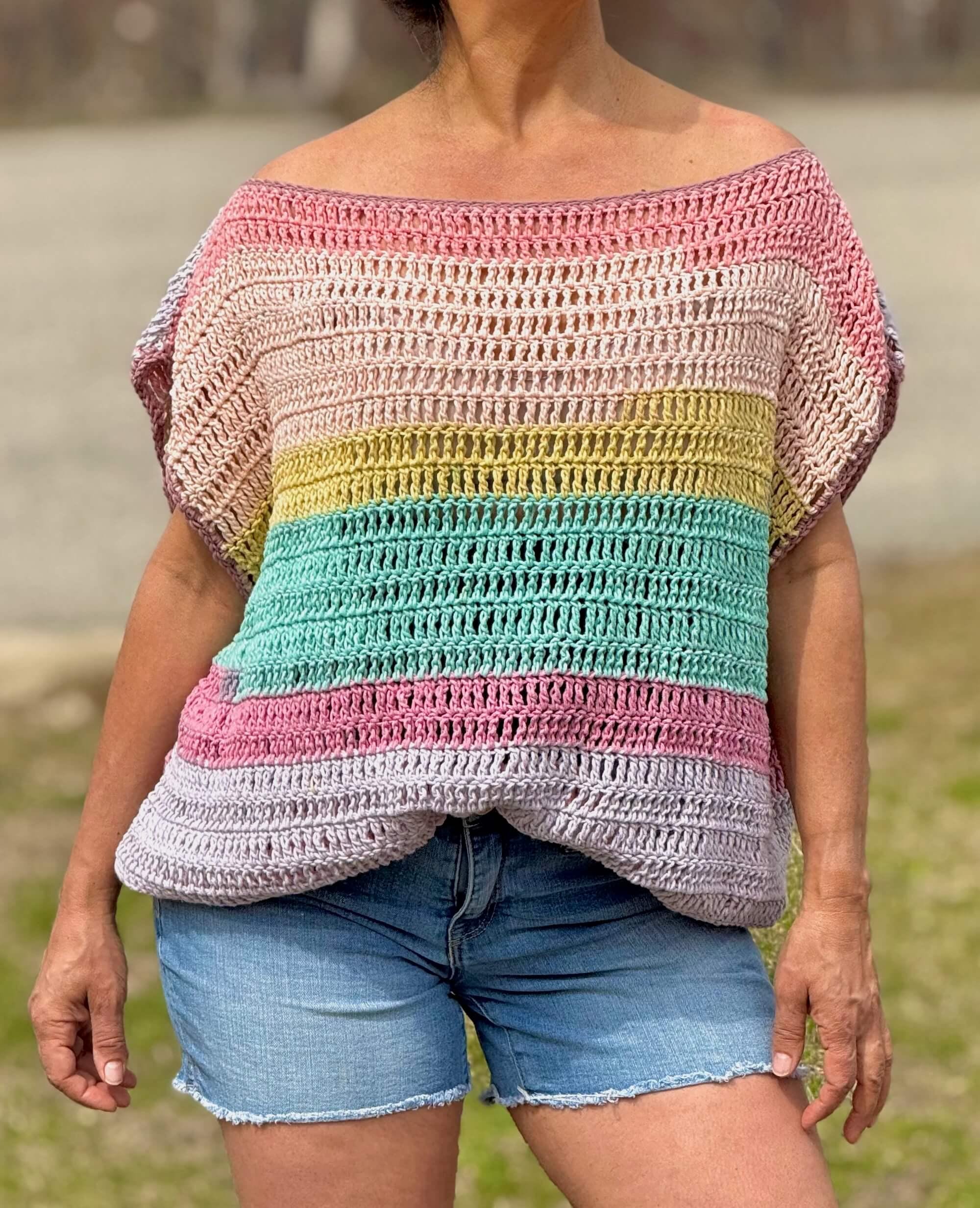 Drop Shoulder Crochet Tee Pattern | Women's T-shirt