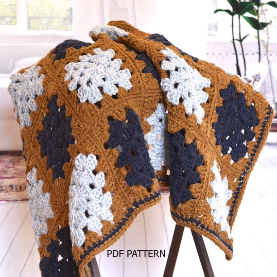 Granny Square Blanket Crochet Pattern PDF Download Etsy