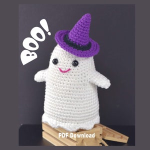 No Sew Crochet Ghost Pattern, Halloween Crochet Ghost, Amigurumi Ghost Pattern, Cute Halloween Ghost Crochet