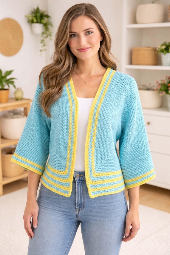 Crochet Hexagon Cardigan Pattern: Moss Stitch Women's Cardi (PDF