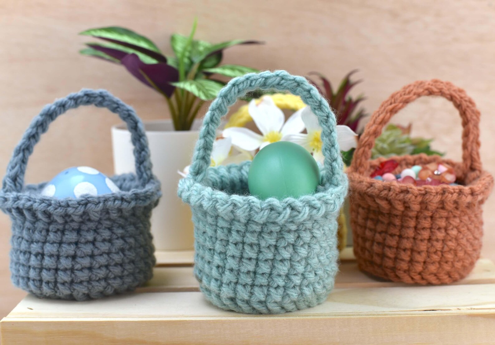 Mini Crochet Basket Pattern for Easter Treats and Halloween Candy (PDF ...