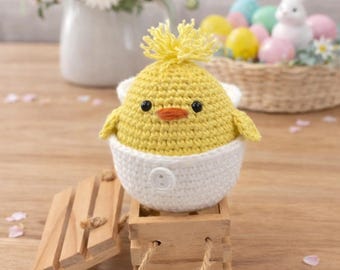 オーダーメイド：かぎ針編みの小さなひよこのぬいぐるみ、手作りの