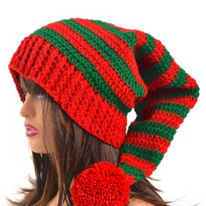 Christmas Crochet Elf Hat Pattern in 4 sizes | Elf Stocking Crochet Hat | Crochet Santa&#39;s Hat