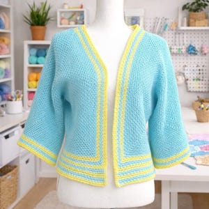 Modello per cardigan esagonale all'uncinetto: punto muschio per donna e ragazza (modello in PDF)