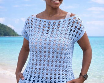 Lace Crochet Summer Top Pattern: Size Inclusive Tee (PDF Pattern)