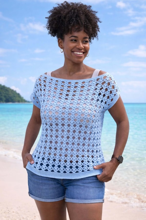 Lace Crochet Summer Top Pattern: Size Inclusive Tee (PDF Pattern)