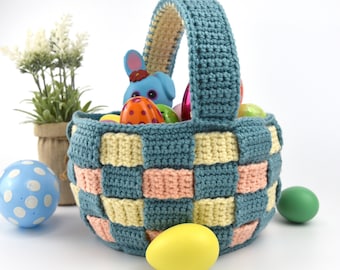 Classic Crochet Easter Basket Pattern: Woven Design (PDF Pattern)