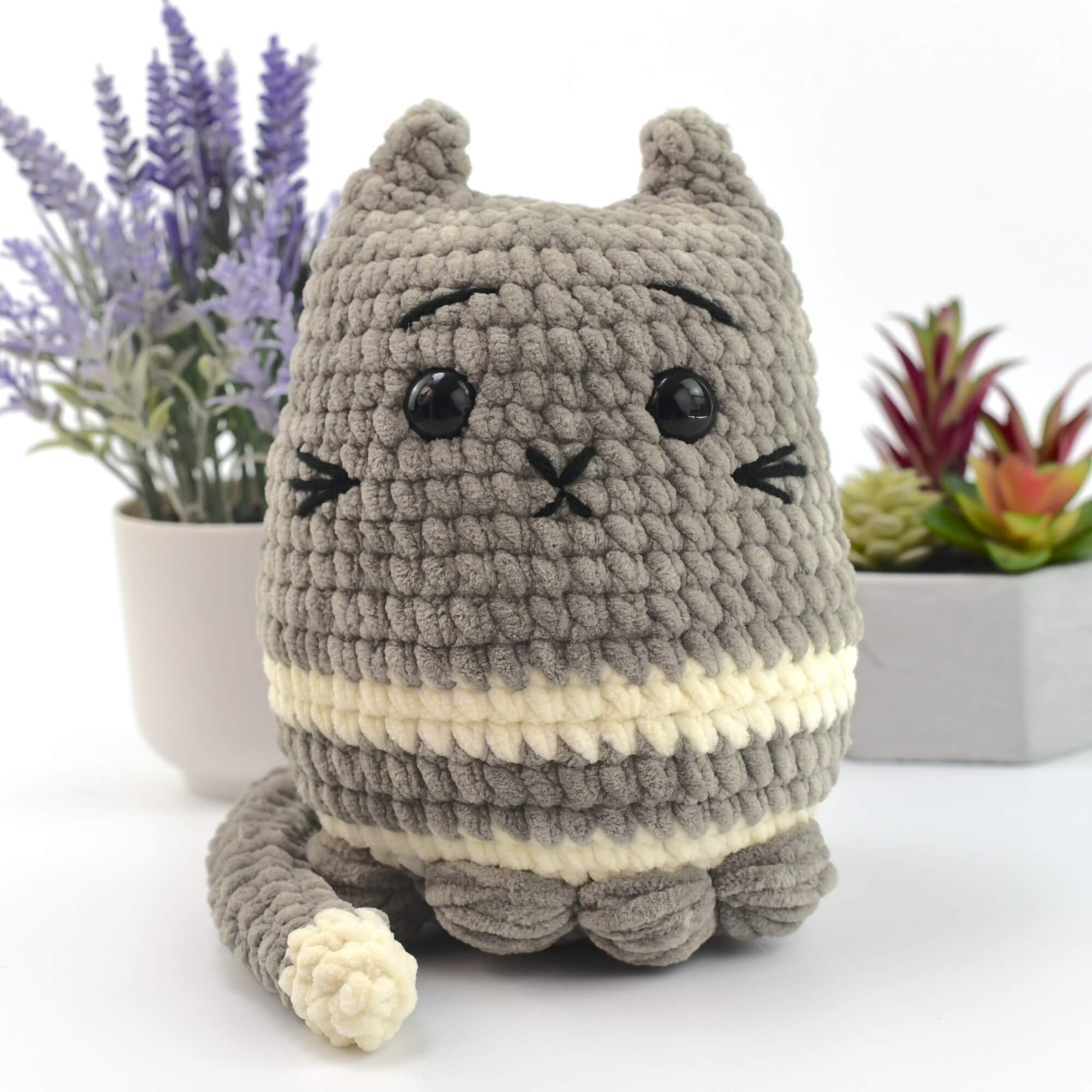 縫わずに編めるトラ猫の編み図：あみぐるみ動物（PDFパターン） - Etsy