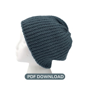 Men&#39;s Ribbed Crochet Beanie Pattern: Knit Look Hat (PDF Pattern)