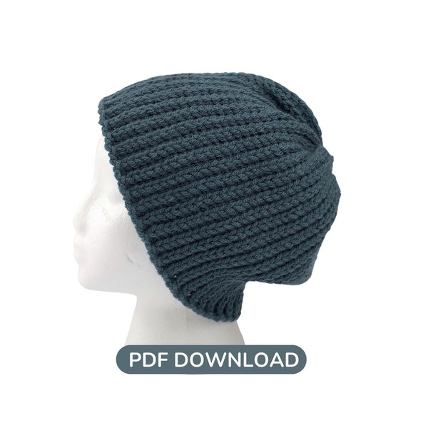 Men's Crochet Hat Pattern, Men's and Boy's Classic Beanie, Knit Look Crochet Beanie, Crochet Hat Pattern, Ribbed Beanie Crochet Pattern