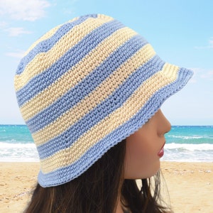 Bucket Hat Crochet Pattern, Women&#39;s Crochet Bucket Hat, Striped Crochet Bucket Hat, Men&#39;s Crochet Bucket Hat, Kids Crochet Bucket Hat