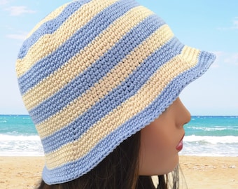 Bucket Hat Crochet Pattern, Women's Crochet Bucket Hat, Striped Crochet Bucket Hat, Men's Crochet Bucket Hat, Kids Crochet Bucket Hat