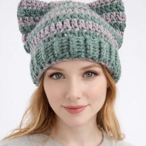 Cat Ear Beanie or Square Hat Crochet Pattern (PDF download)