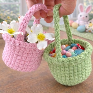 Mini Crochet Basket Pattern for Easter Treats and Halloween Candy (PDF Pattern)