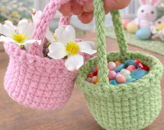 Mini Crochet Basket Pattern for Easter Treats and Halloween Candy (PDF Pattern)