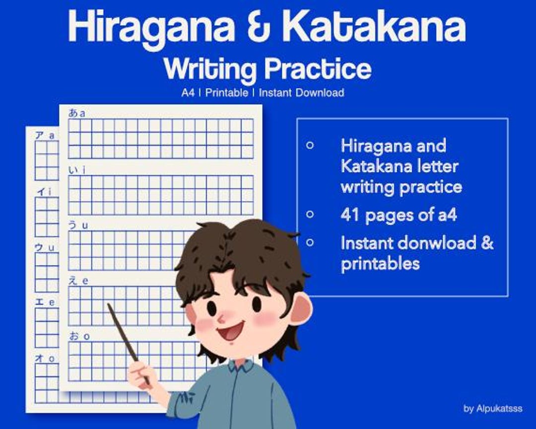 Japanese Hiragana & Katakana Letter Writing Practice Worksheet - Etsy UK