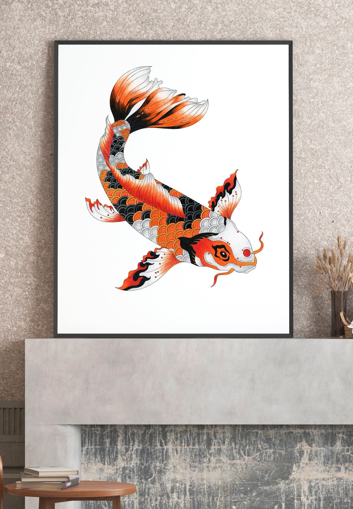 Vintage Koi Carp Wall Art Nishikigoi print Antique Japanese Etsy