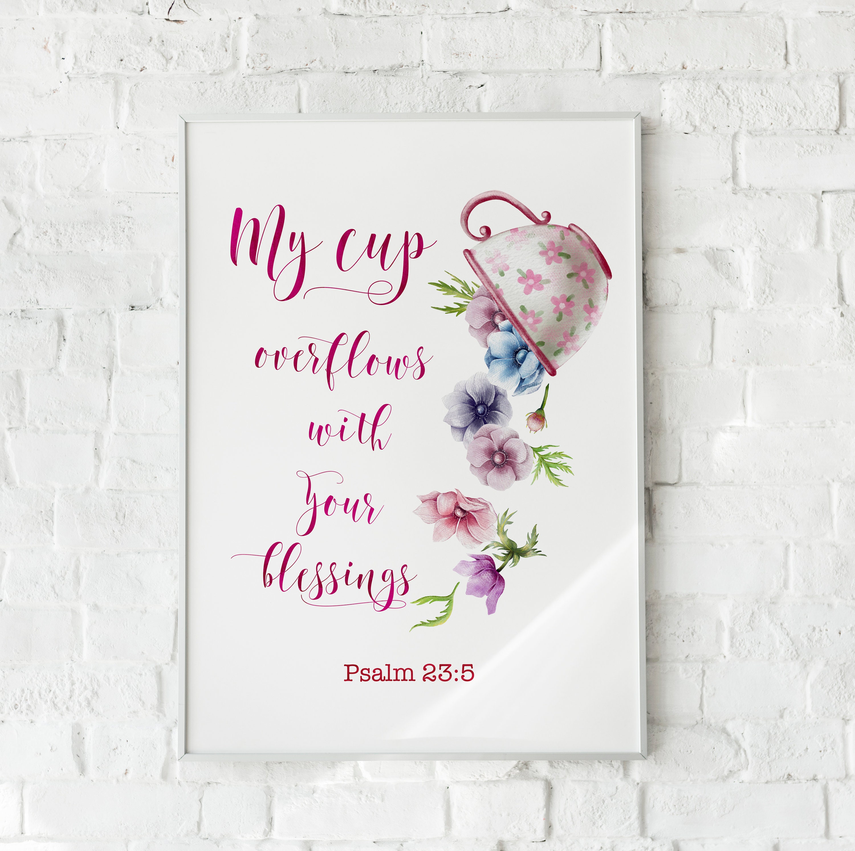 Psalm 23:5 My cup overflows with your blessings christian | Etsy
