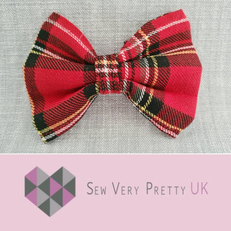 Red tartan/plaid dog collar dickie bow dog gifts Etsy