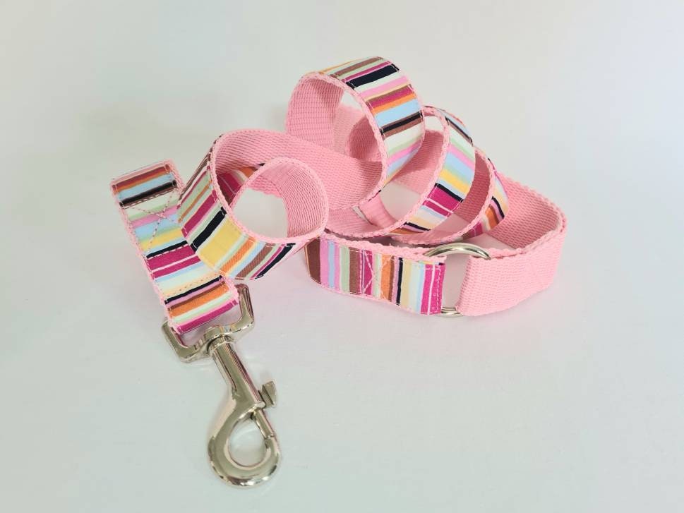 Pink stripe standard dog lead/leash Etsy